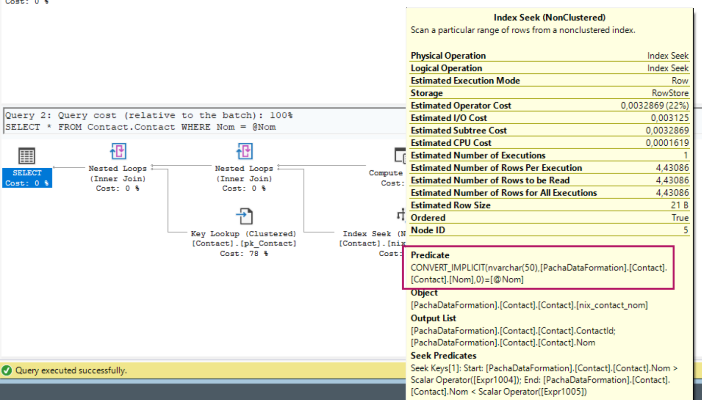 Exemple de conversion implicite dans un plan d’exécution